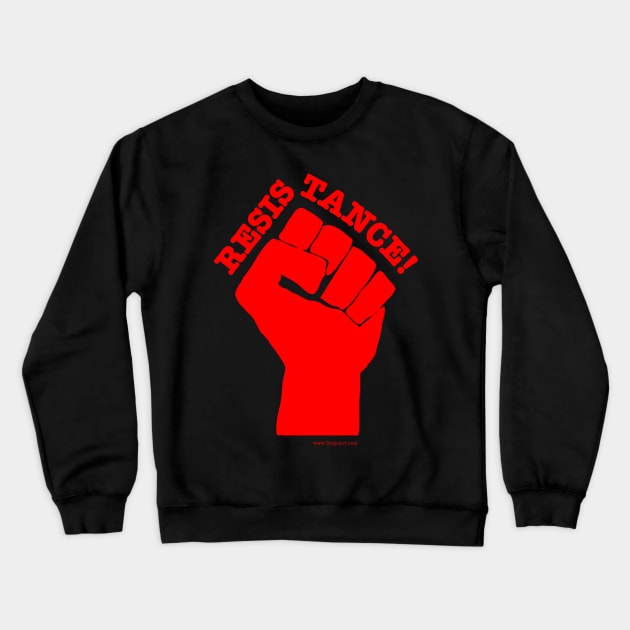 RESISTANCE (Red on Black) Crewneck Sweatshirt by Danny Germansen